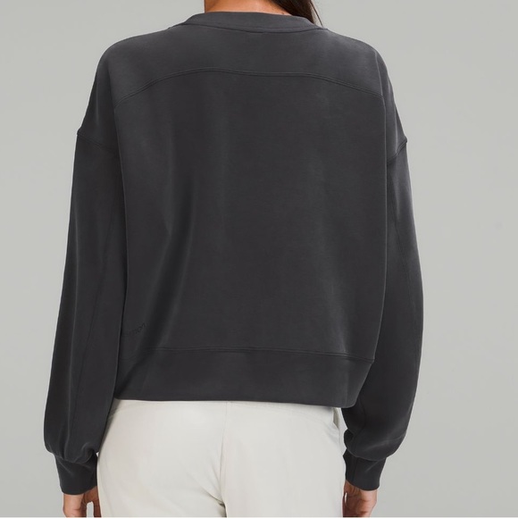 NWT Lululemon Perfectly Oversized Cropped Crew *Softstreme Black Size 8 - Picture 7 of 10